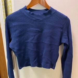Cotton Citizen crop waffle knit long sleeve monaco top medium